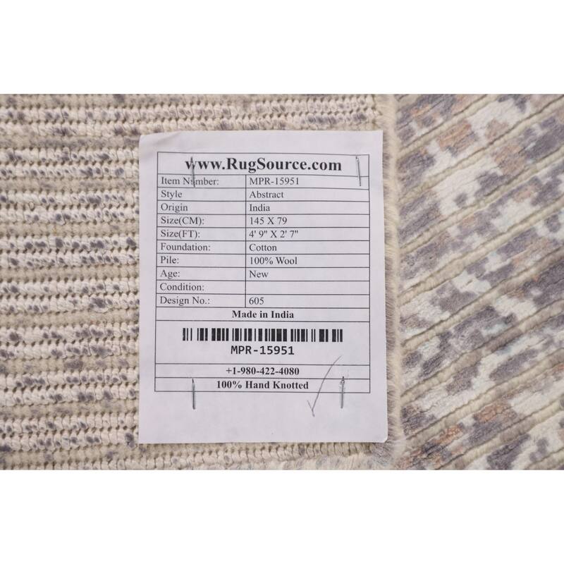 Modern / Abstract Accent Rug Handmade Wool Carpet - 2'7"x 4'9"