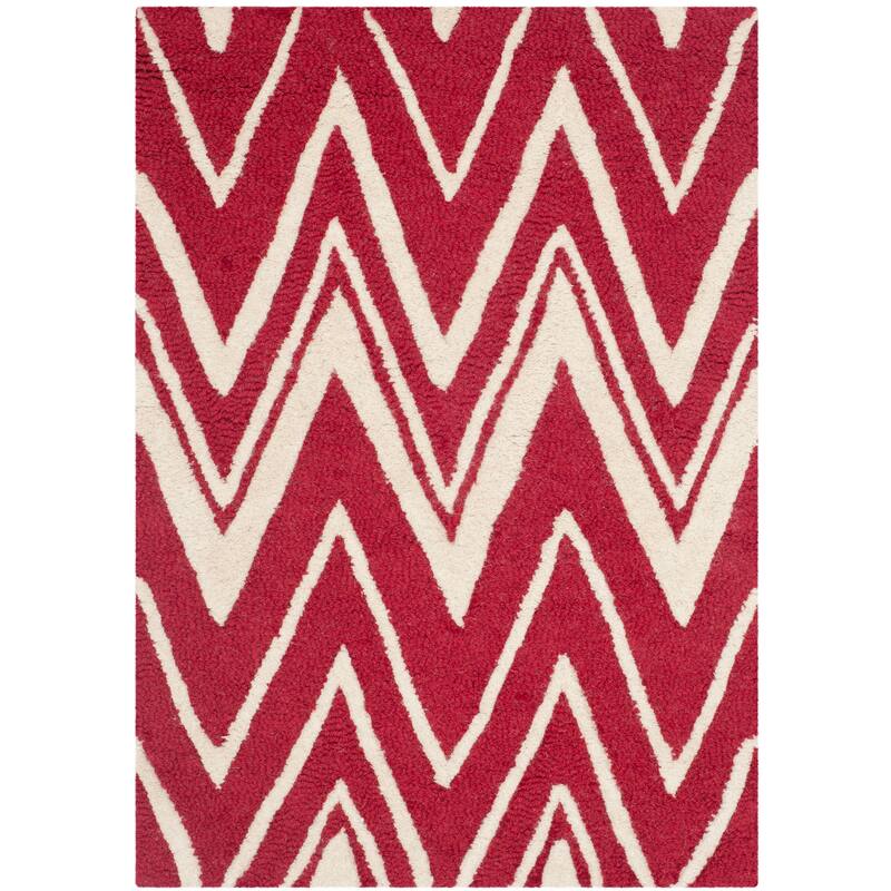 SAFAVIEH Handmade Cambridge Fumiko Modern Moroccan Wool Rug - 2' x 3' - Red/Ivory