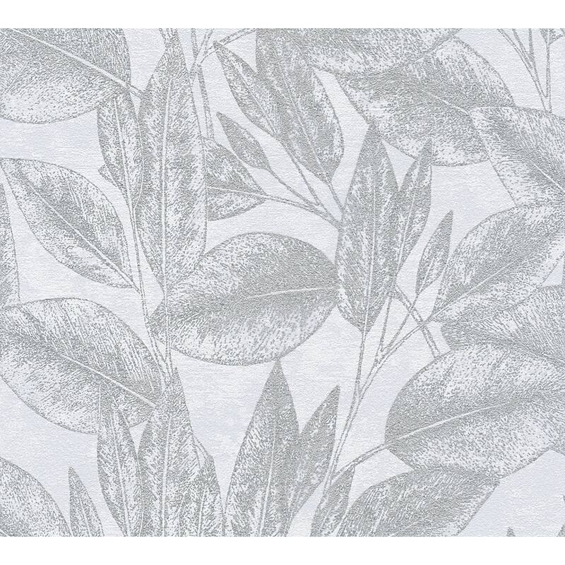 Advantage Suki Silver Leaves Wallpaper - 20.9in x 396in x 0.025in - 20.9in x 396in x 0.025in