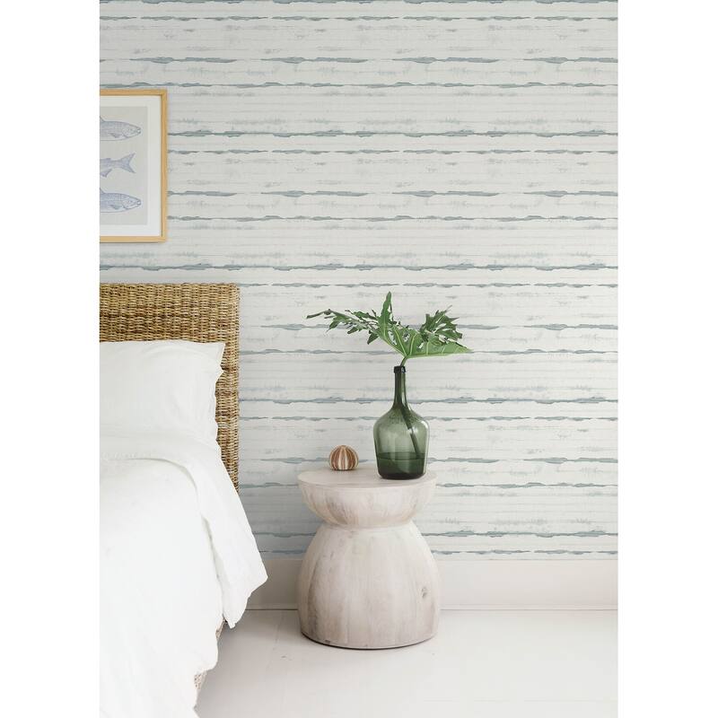 A-Street Prints Destin Teal Stripe Wallpaper