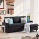 Futzca Linen Upholstered L-shaped Sectional Sofa w/ Reversible Chaise - Black