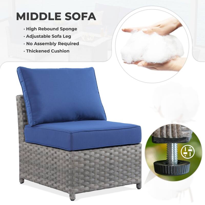 HOOOWOOO 10-piece Wicker Patio Furniture Outdoor Sectional Sofa Set with Fire Pit