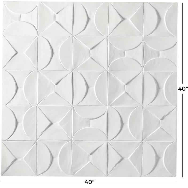 Wooden Geometric Handmade Intricately Carved Home Wall Decor - White - CosmoLiving by Cosmopolitan