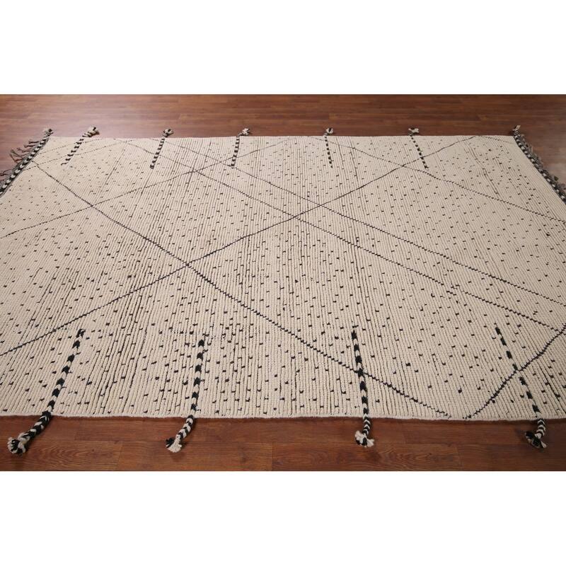 Striped Moroccan Area Rug Handmade Wool Carpet - 5'8" x 9'8"