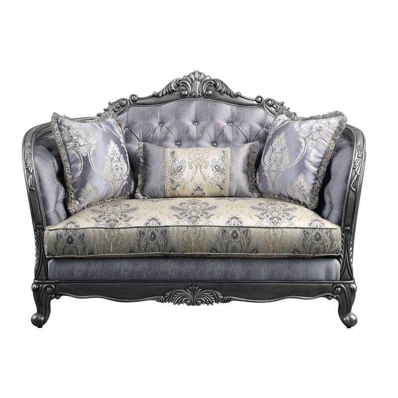 Catherine Platinum Loveseat with 3 Pillows