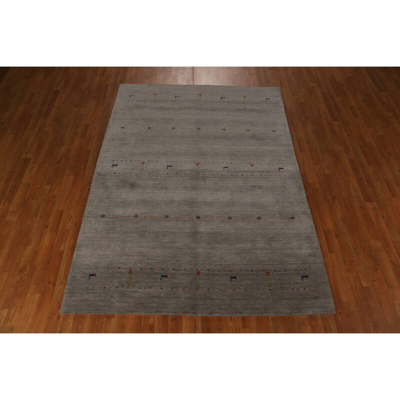 Gabbeh Tribal Area Rug Handmade Wool Carpet - 5'8" x 7'11"