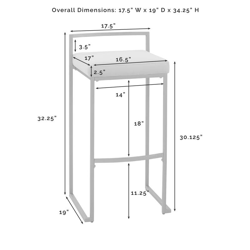 Crosley Harlowe 2Pc Counter Stool Set - 18.75"d x 17.5"W x 28"h