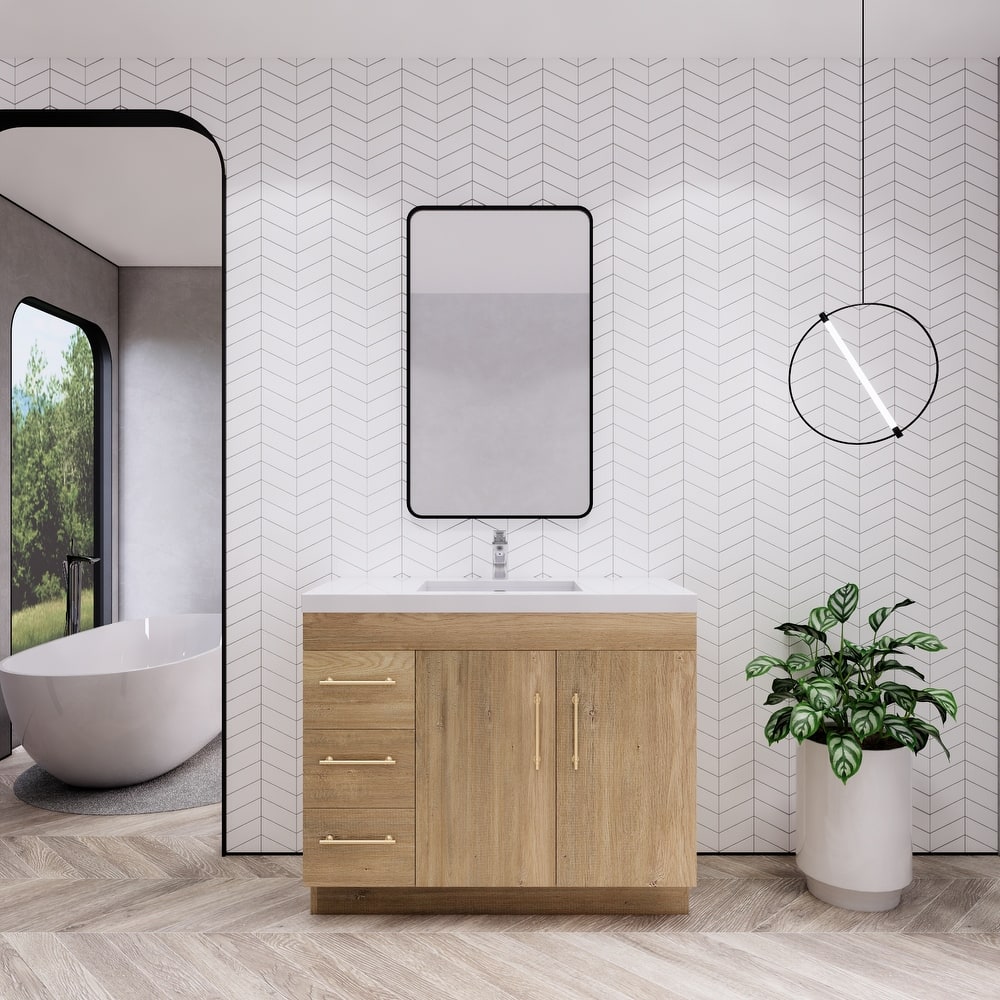 Eliza 42'' Freestanding Vanity (Left Drawers) with Single Sink