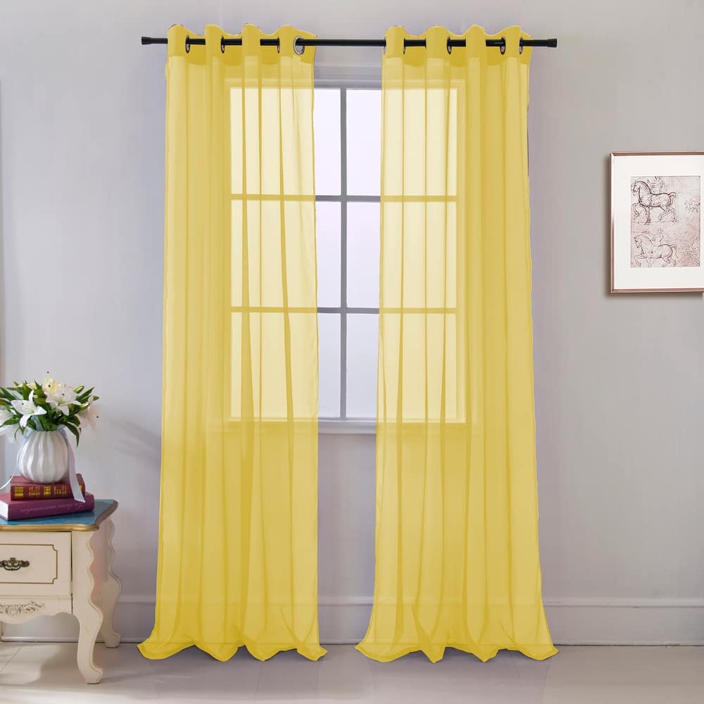 Cara Sheer Voile Grommet Window Curtain Panel - 84 or 90 inches