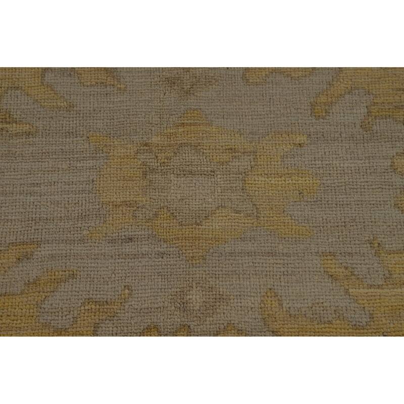 Vegetable Dye Oushak Turkish Area Rug Handmade Yellow Wool Carpet - 8'3" x 9'10"
