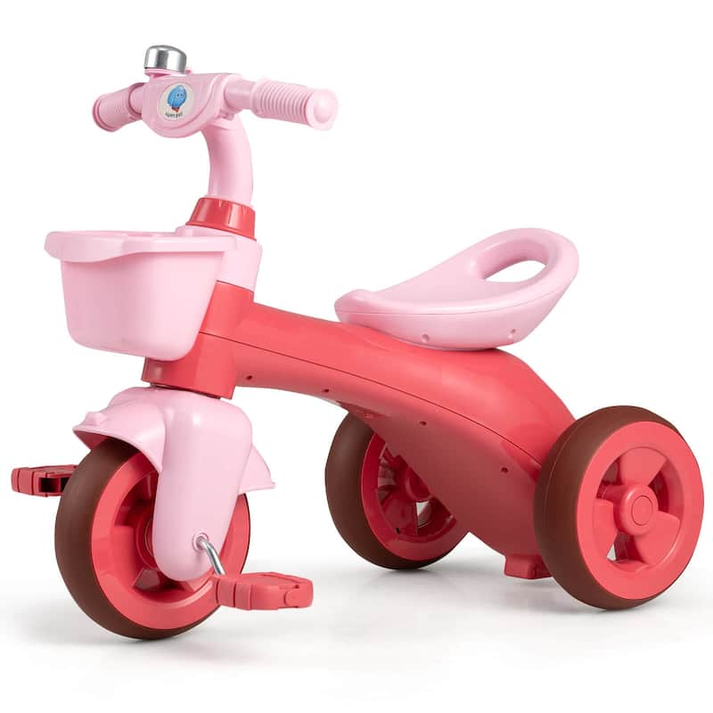 Costway Kids Trike with Limited Steering, Ergonomic Seat, Front & Rear - See Details - Pink