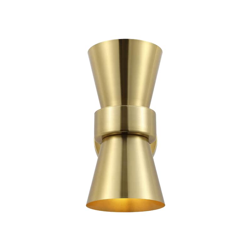 SAFAVIEH Lighting Shadia 2-Light 7-inch Wall Sconce with Bulbs (Set of 2) - 7.3 In. W x 6 In. D x 12.3 In. H - 7Wx6Dx12H - Brass Gold