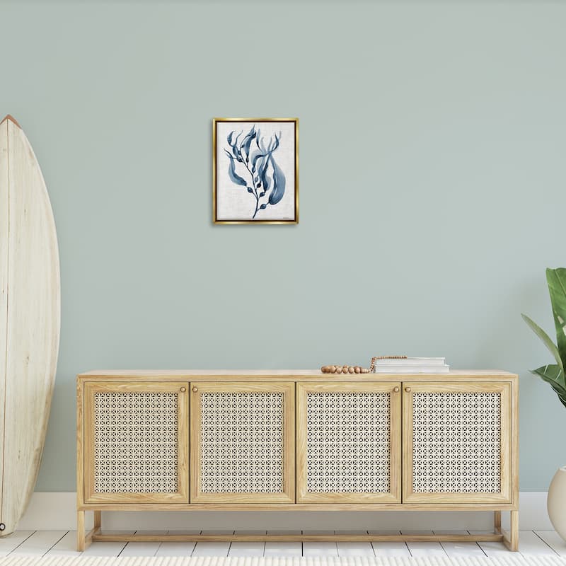 Stupell Delicate Waving Herb Leaves Framed Floater Canvas Wall Art Design By Carol Robinson