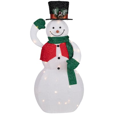 36" LED Lighted Animated Hat Tipping Snowman Christmas Figure
