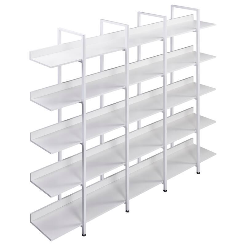 Roomfitters 5-Tier Bookcase for Home Office, Open Bookshelf with MDF Board and Black Metal Frame, Vintage Style