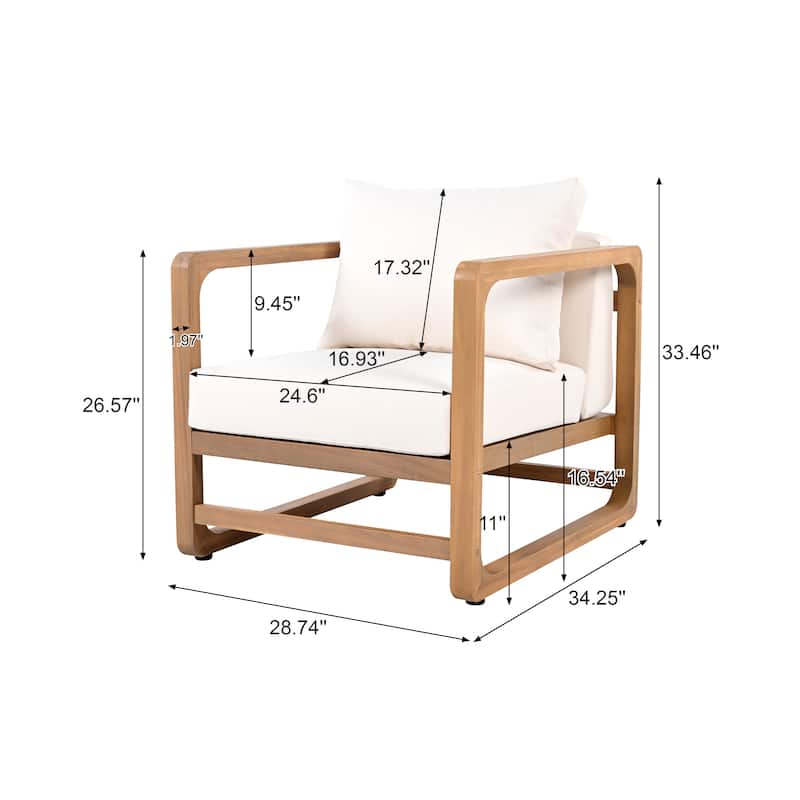 Christopher Knight Home - Marcellus Acacia Wood Oversized Lounge Chair with Removable Cushions (Set of 2)