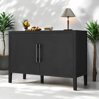Storage Cabinet Sideboard with 2 Metal Handles, 2 Doors, and Adjustable Shelf for Living Room, Entryway, or Hallway