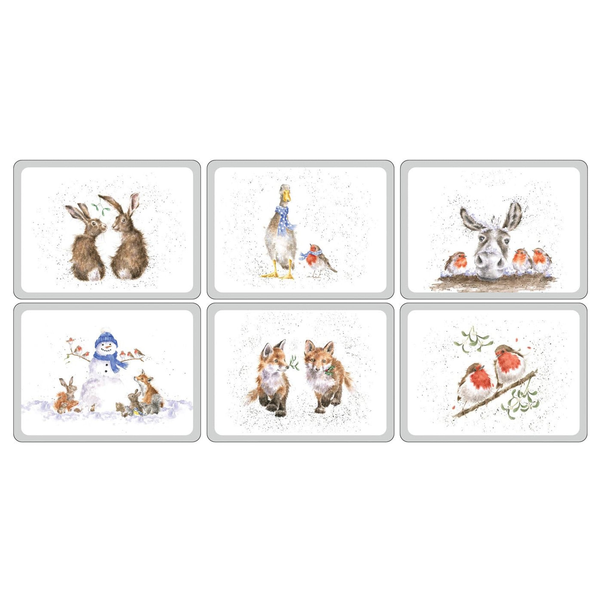 Pimpernel Set of 6 Wrendale Designs Christmas Placemats - 12" L x 9" W