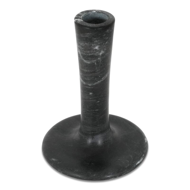 NADAAL STUDIOS Ira, Tall Candle Holder Solid Marble, Black Vein - 4 X 4 X 5.5 - Black