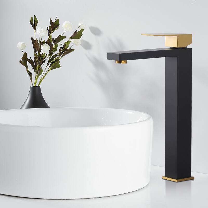WOWOW Single Handle Single Hole High Arc Bathroom Vessel Faucet
