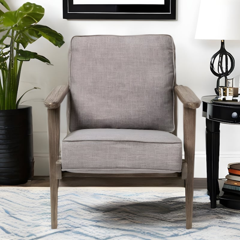 HomeRoots 31" Gray and Brown Fabric Lounge Chair - 31' X '32' X '28 - 31' X '32' X '28