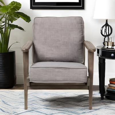 HomeRoots 31" Gray and Brown Fabric Lounge Chair - 31' X '32' X '28