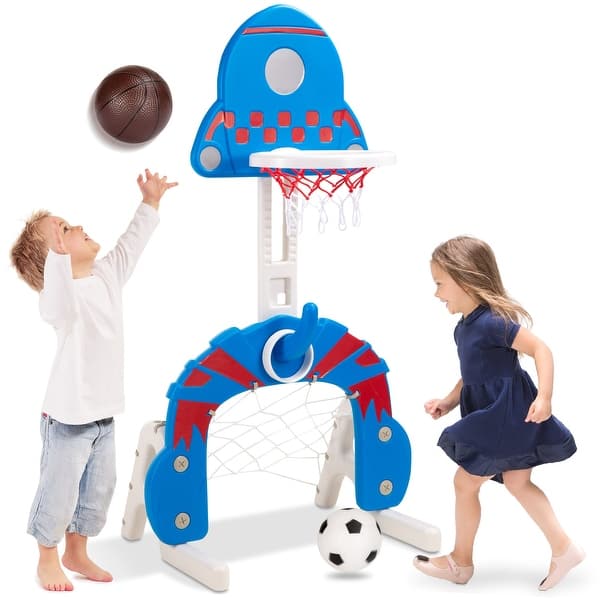 slide 2 of 6, 3-in-1 Toddler Basketball Hoop Sports Activity Center Play Set