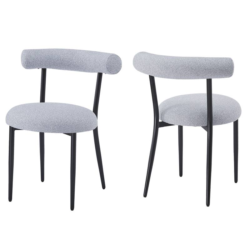 Open Back Upholstered Dining Chair Set of 2 Modern Kitchen Chairs with Metal, Fabric Dining Room Chairs for Living Room