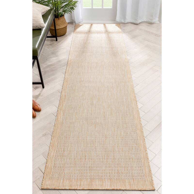 Well Woven Medusa Odin Indoor Outdoor Border Solid Area Rug - 2'7" x 9'10" Runner - Ivory