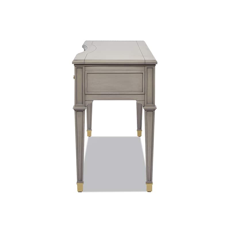 Jennifer Taylor Home Dauphin 55" Solid Wood 3-Drawer Gold Accent Executive Desk