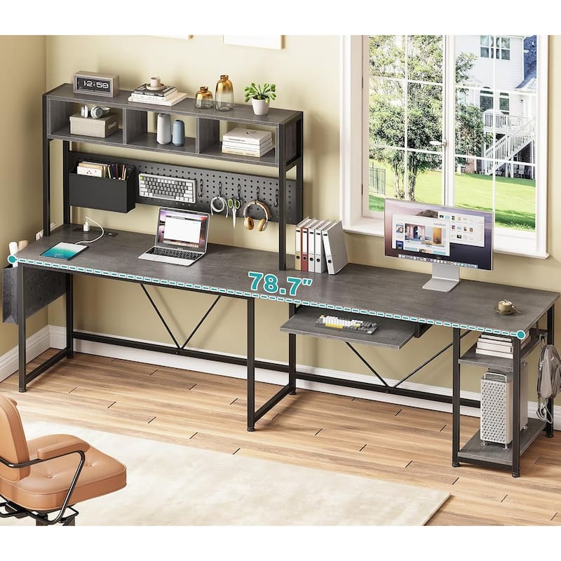 L Shaped Gaming Desk Computer Desk Corner Desk Pegboard Power Outlet