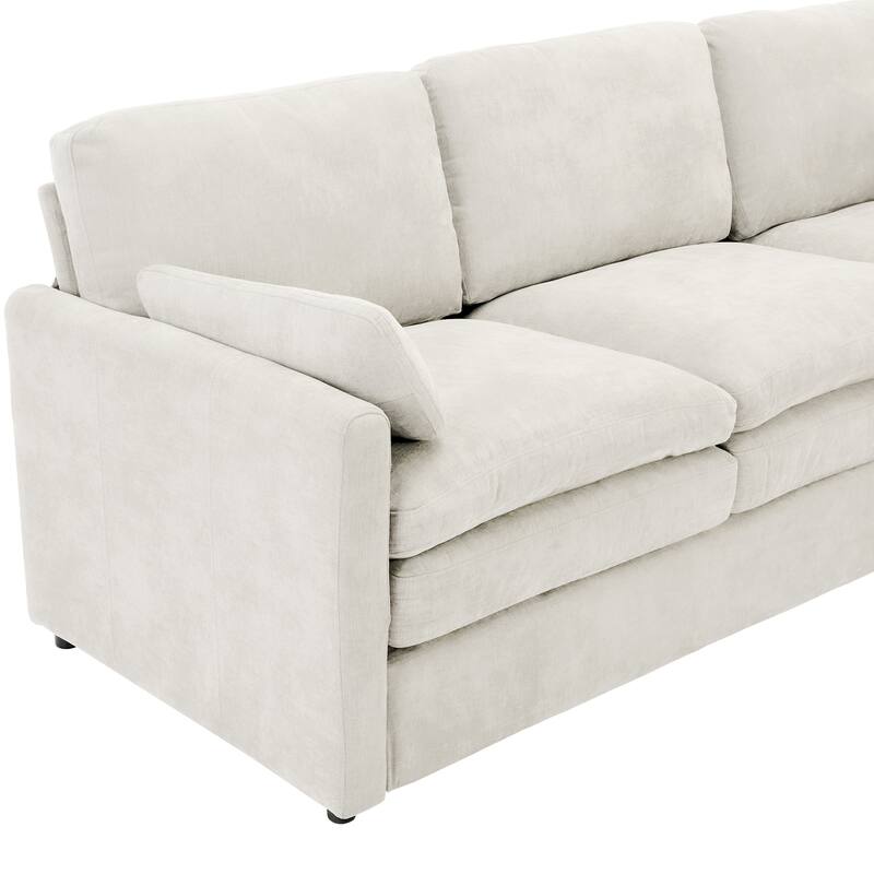 31.9" Beige Chenille Upholstered Armchair with Double Cushion and Ergonomic Design