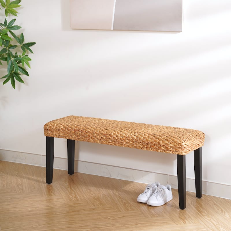 Made4Home Valencia Entryway Bench Water Hyacinth & Acacia Solid Wood