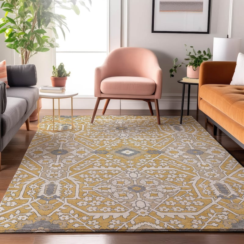 Premium Washable Super Soft Traditional Agra Mayfield Rug - Gold - 3' x 5'