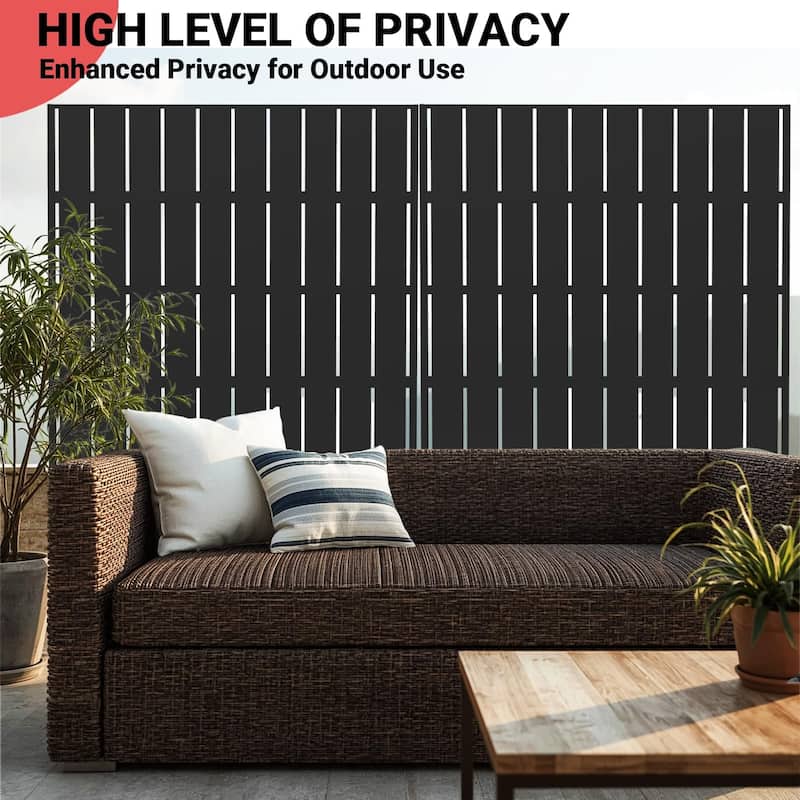 Metal Privacy Screen Outdoor Privacy Panels 72"H x 47"W, Freestanding Patio Divider for Garden, Deck, Balcony, Backyard