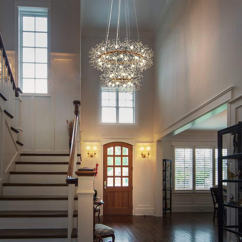 2-Tiers Firework Sputnik Wagon Wheel Crystal Chandelier