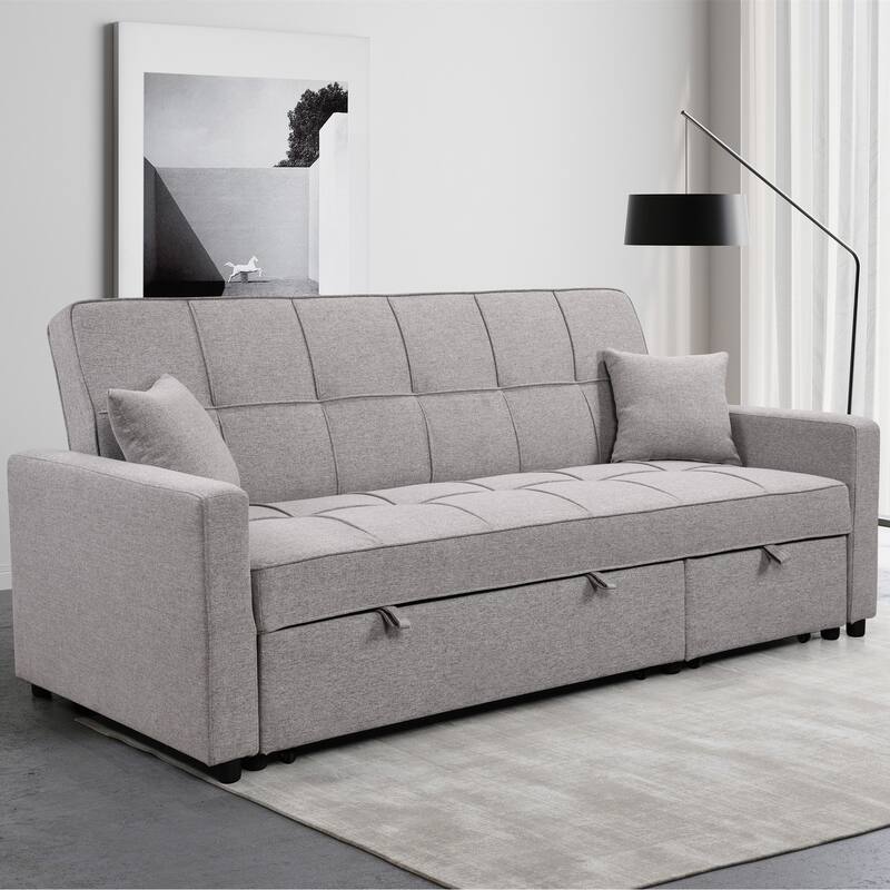 Upholstered Sofa Bed with Adjustable Backrest
