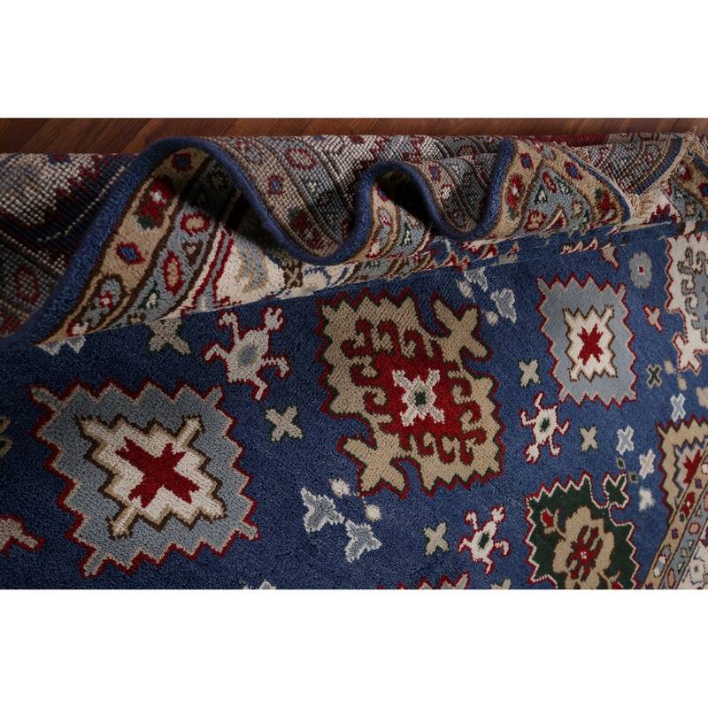 Blue Kazak Area Rug Hand-Knotted Wool Carpet - 8'1" x 9'11"