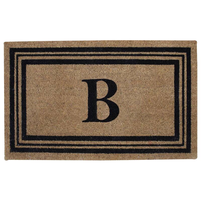 Monogram Printed Coir Doormat Welcome Mat Outdoor Rug Durable, Non slip Letters 18"x28"
