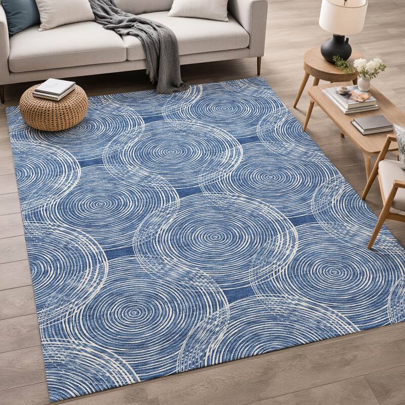 Machine Washable Indoor/ Outdoor Modern Pune Chantille Rug