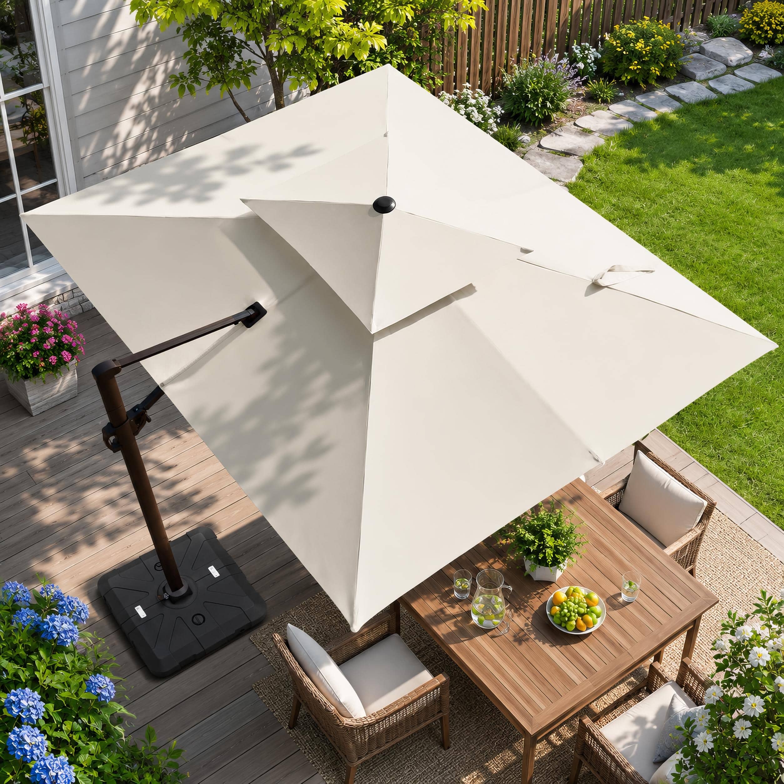 11.5 ft steel cantilever tilt patio umbrella in sand PURPLE LEAF Outdoor 11 Feet Round for Pool Beige The detachable LAUSAINT HOME Outdoor Patio Umbrella