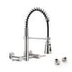 preview thumbnail 22 of 27, Dornberg Wall Mounted Pull Down Bridge Kitchen Faucet Brushed Nickel