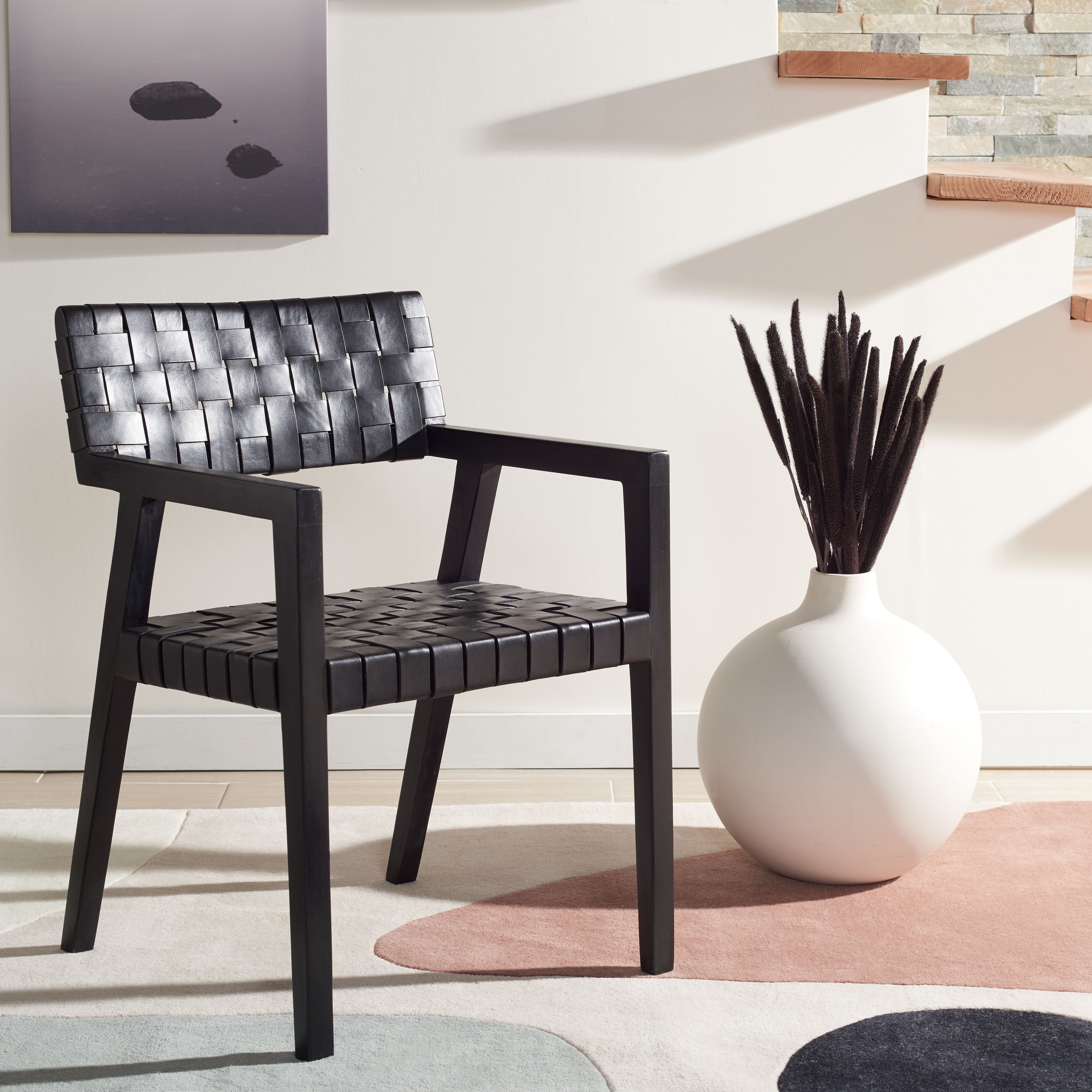 Safavieh leather woven chair discount