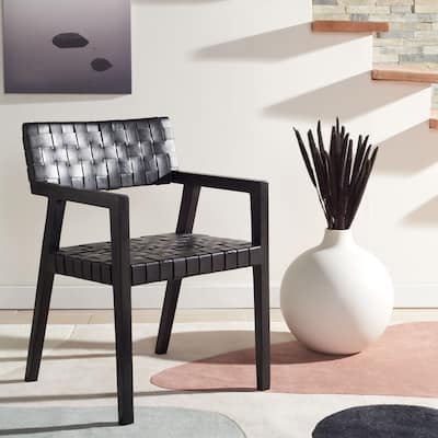 SAFAVIEH Gerda Woven Leather Dining Room Chair - 22.1" W x 20.9" L x 31.9" H - 22Wx21Dx32H