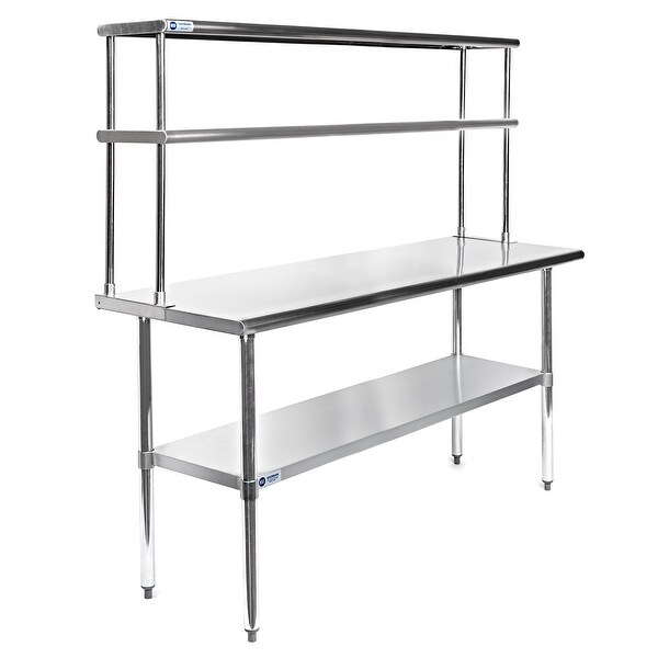 Shop 60 x 30 Inch NSF Stainless Steel Prep Table w Double Shelf by
