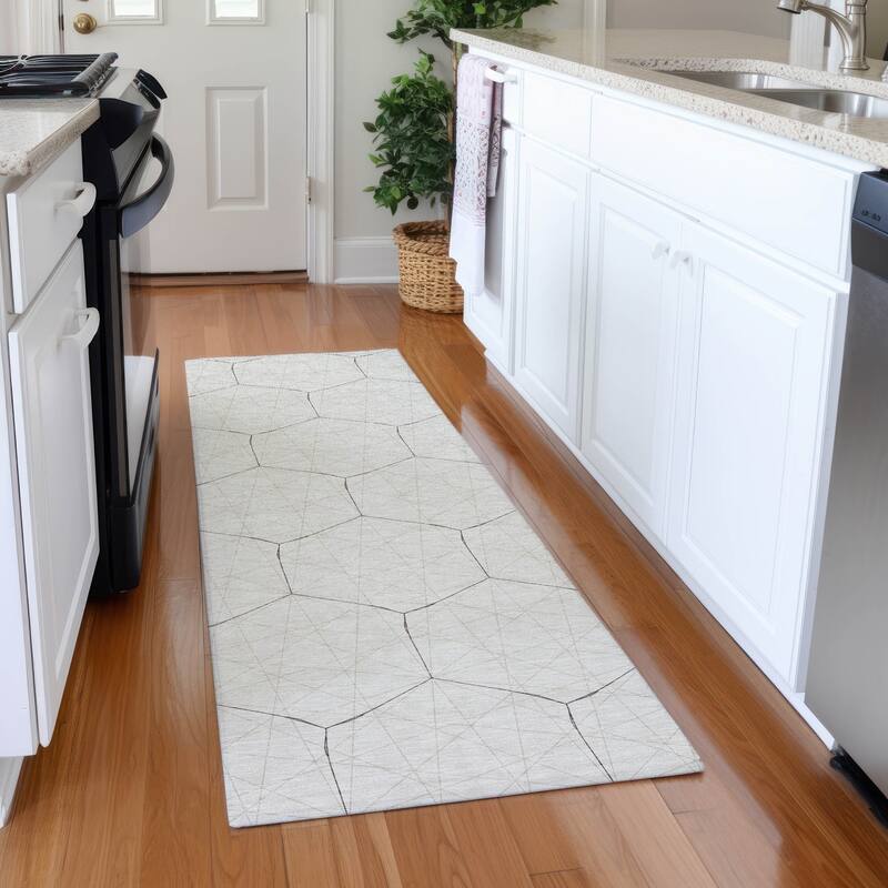 Premium Washable Super Soft Modern Contemporary Mayfield Rug - Ivory - 2'3" x 7'6"