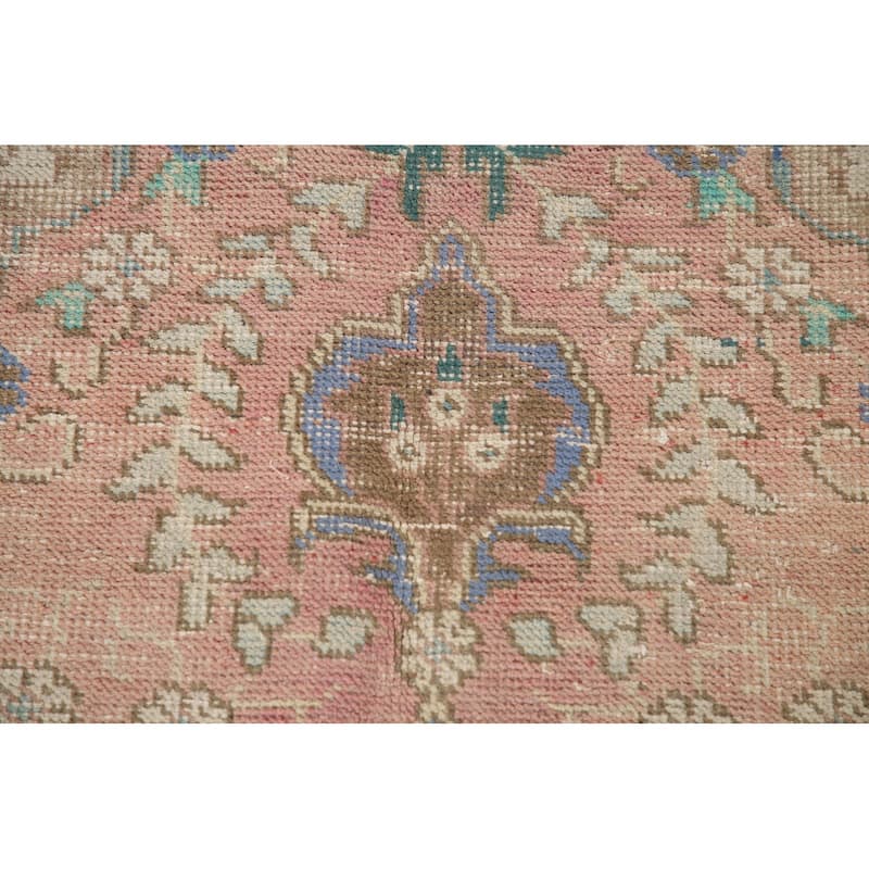 Hand Knotted Oriental 100% Wool Carpet Traditional Medallion Pink Tabriz Area Rug - 9' 8'' X 6' 8''