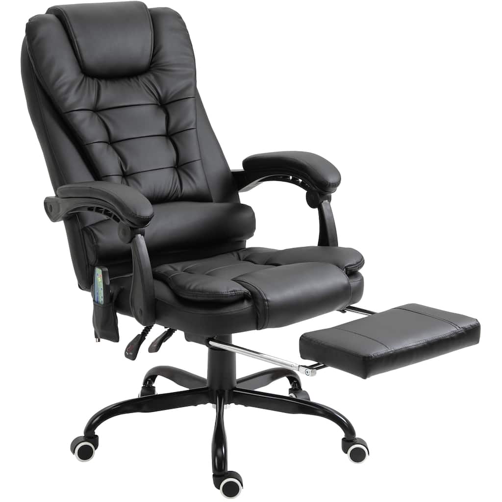 Vinsetto High Back Massage Office Chair with 7-Point Vibration Heating Reclining Back Adjustable Height w/ Headrest Footrest