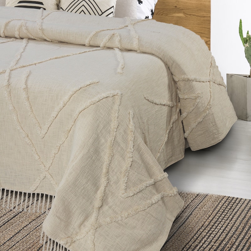 Sevita Solid Ivory Dazzling Diamond Coverlet