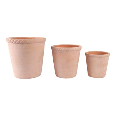 Pottery Clay Planter Modern Decorative Versatile Design (Set of 3) - 15" x 15" x 15"